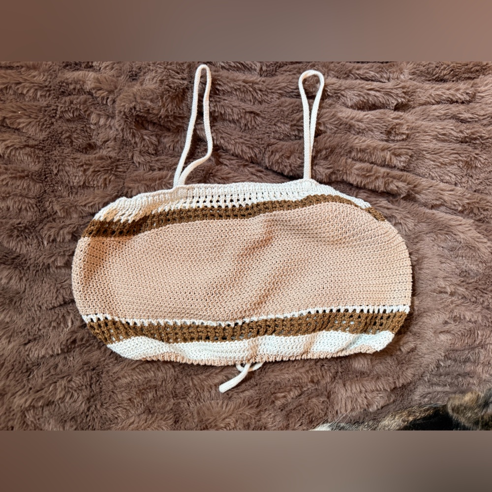 SHEIN Beige and Brown Knit Crop Top